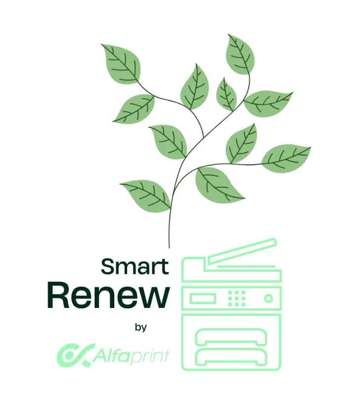 Logo SMART Renew — gamme imprimantes reconditionnées Alfaprint